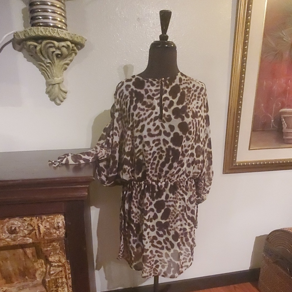 Jennifer Lopez Sheer Leopard Blouse Size L